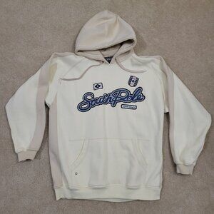 Vtg South Pole Cream Hoodie Jacket Embroidered Logo XL Y2K Retro Pull Over